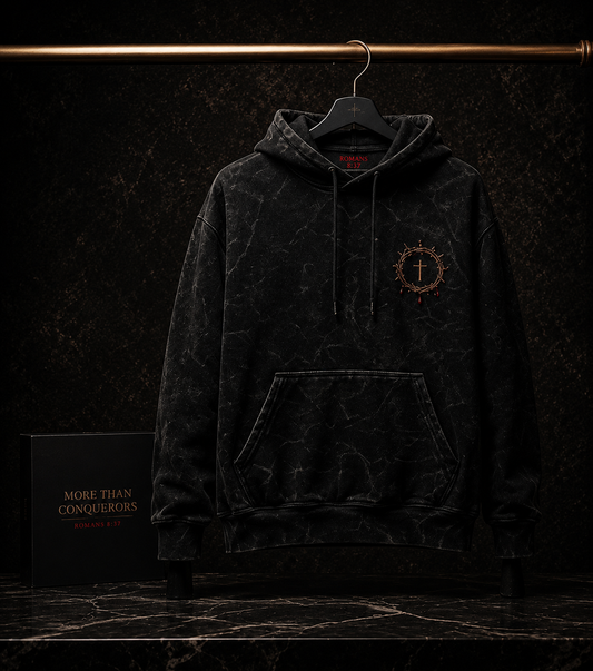 More Than Conquerors Hoodie — Washed Black