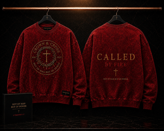REDEEMED Called By Fire Crewneck — Blood Red 001/100