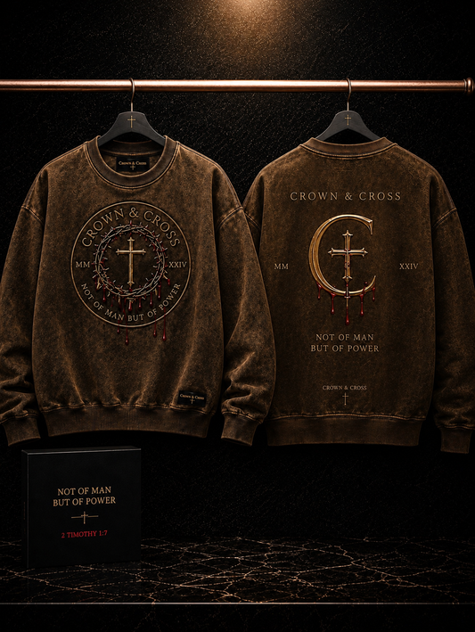 Crown & Cross Crewneck — Golden Washed